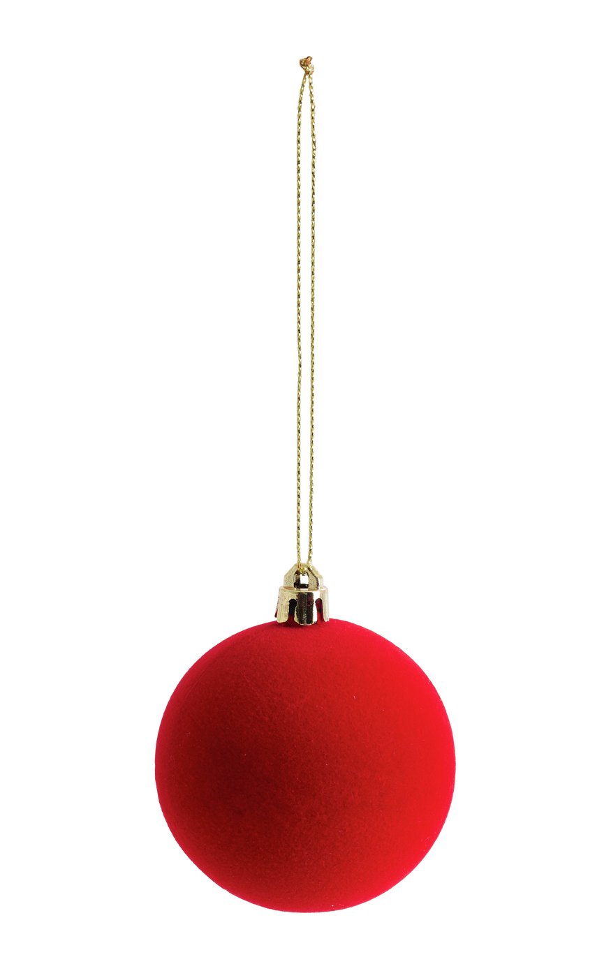 Habitat Pack of 6 Velvet Christmas Baubles - Red