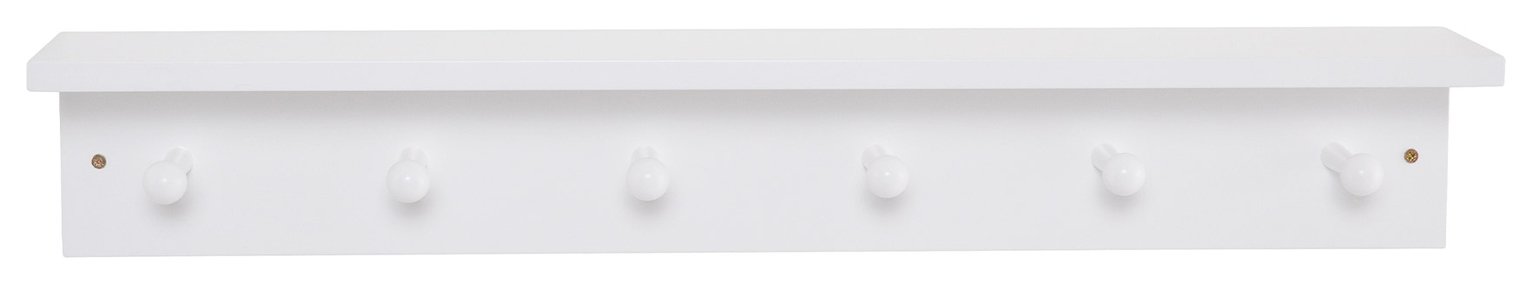 Great Little Trading Company Peg Rail Shelf with Hooks-White