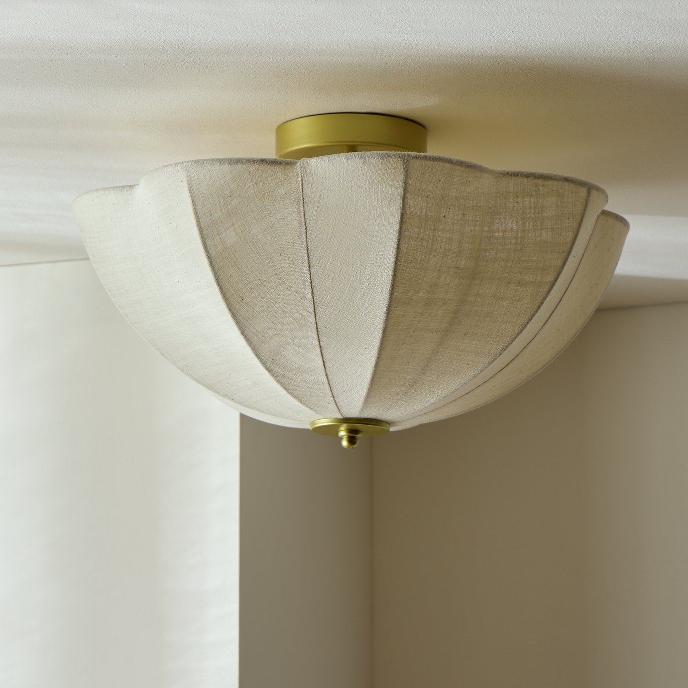 Habitat Scalloped Uplighter Flush Ceiling light - Natural
