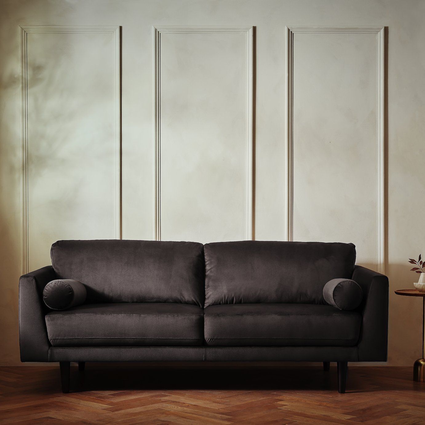 Habitat Jacob Velvet 3 Seater Sofa - Chocolate