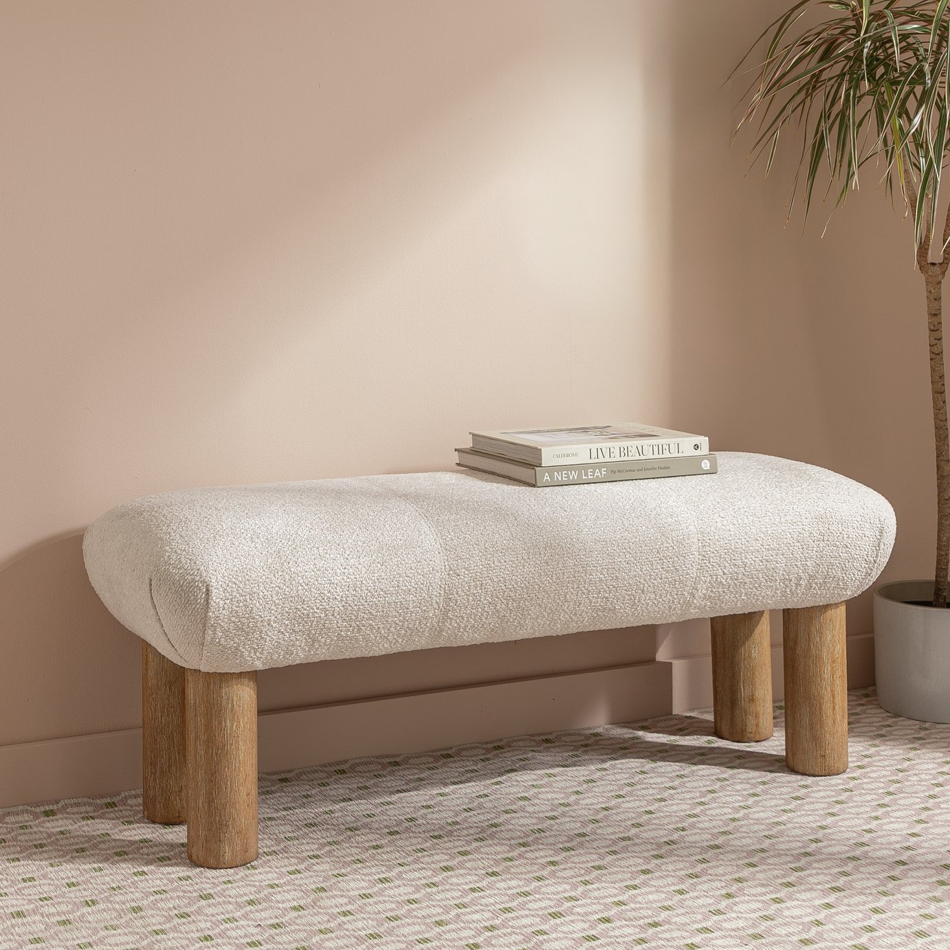 Habitat May Boucle Bench - White