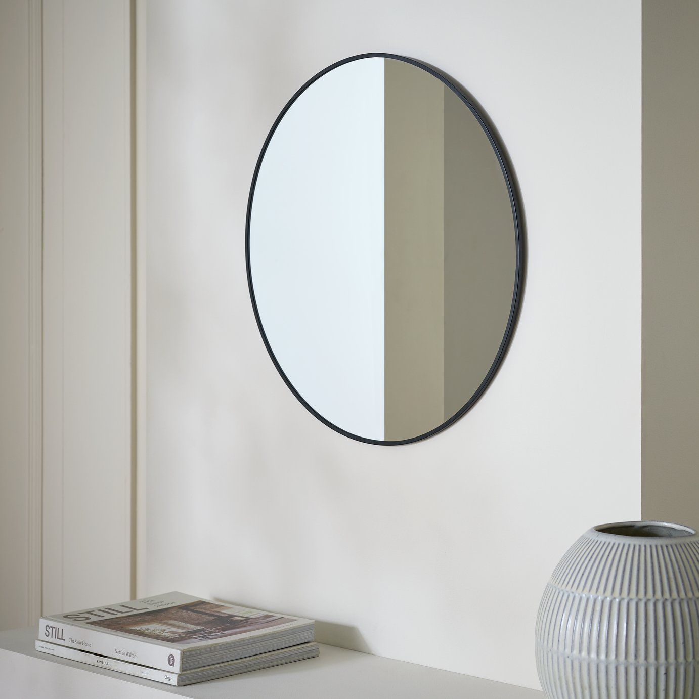 Habitat Black Round Wall Mirror - 50x50cm
