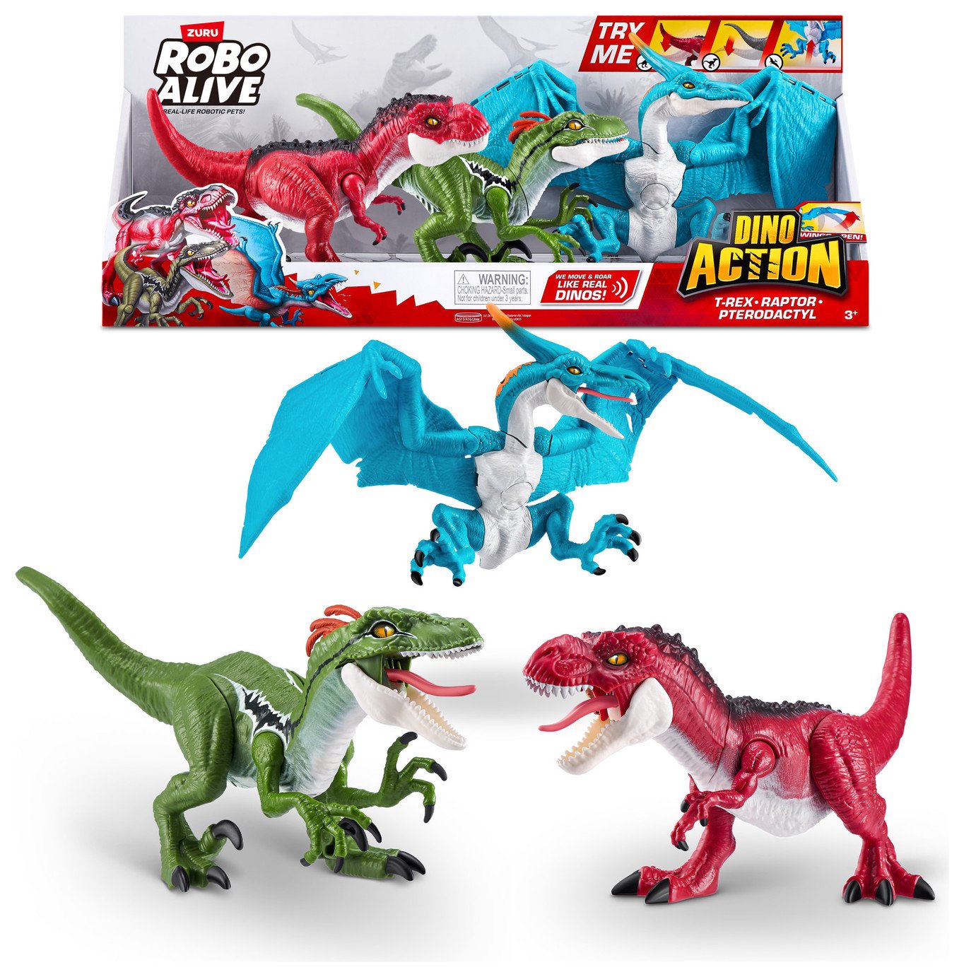 Robo Alive Dino Action Dinosaurs Figure - Pack of 3