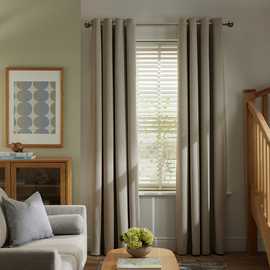 Habitat Textured Plain Blackout Eyelet Curtains - Neutral