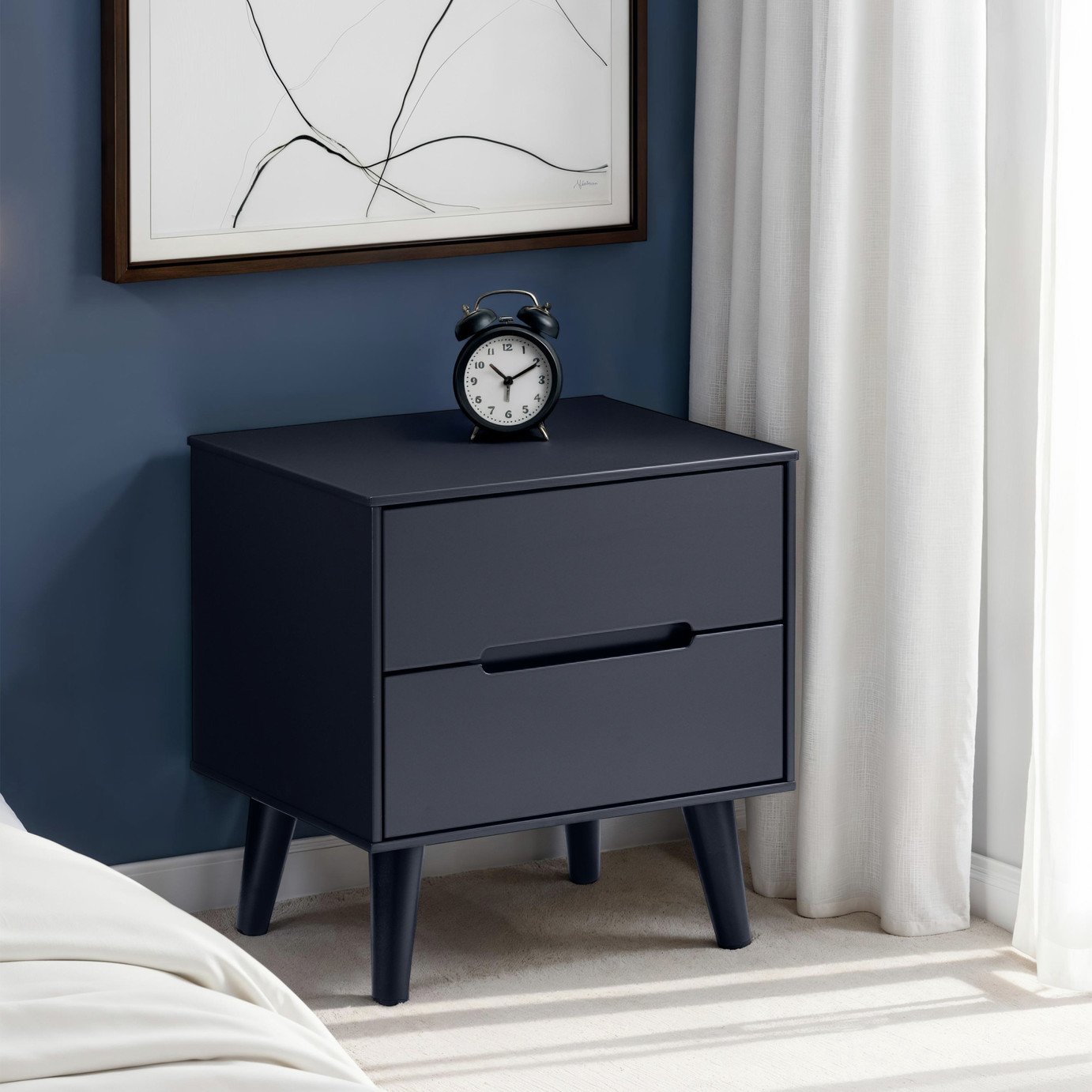 Julian Bowen Alicia 2 Drawer Bedside Table - Anthracite