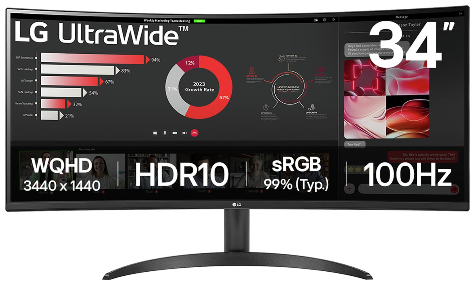 LG 34WR50QK-B 34Inch 100Hz WQHD Monitor