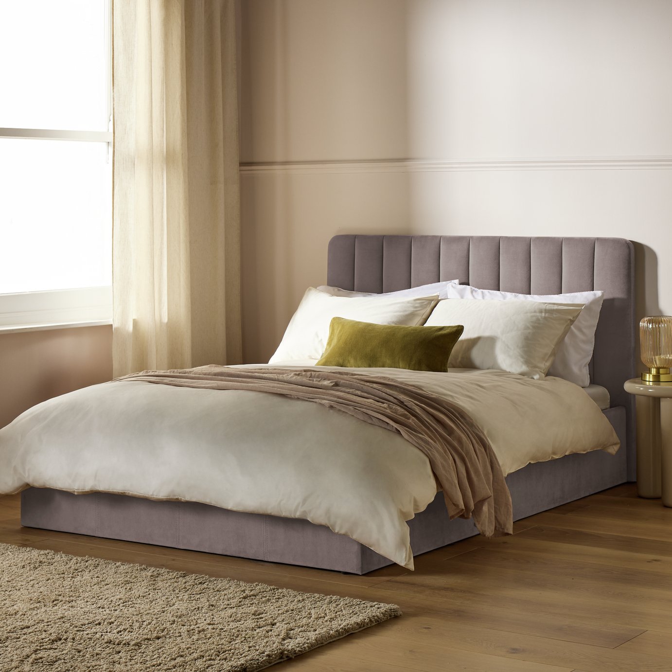 Argos Home Pandora Double End Lift Ottoman Bed - Taupe
