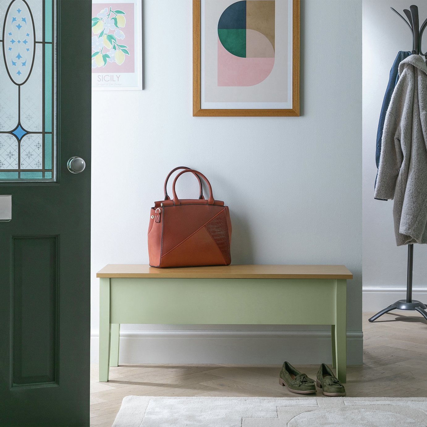 Argos Home Chicago Solid Wood Storage Bench - Sage Green