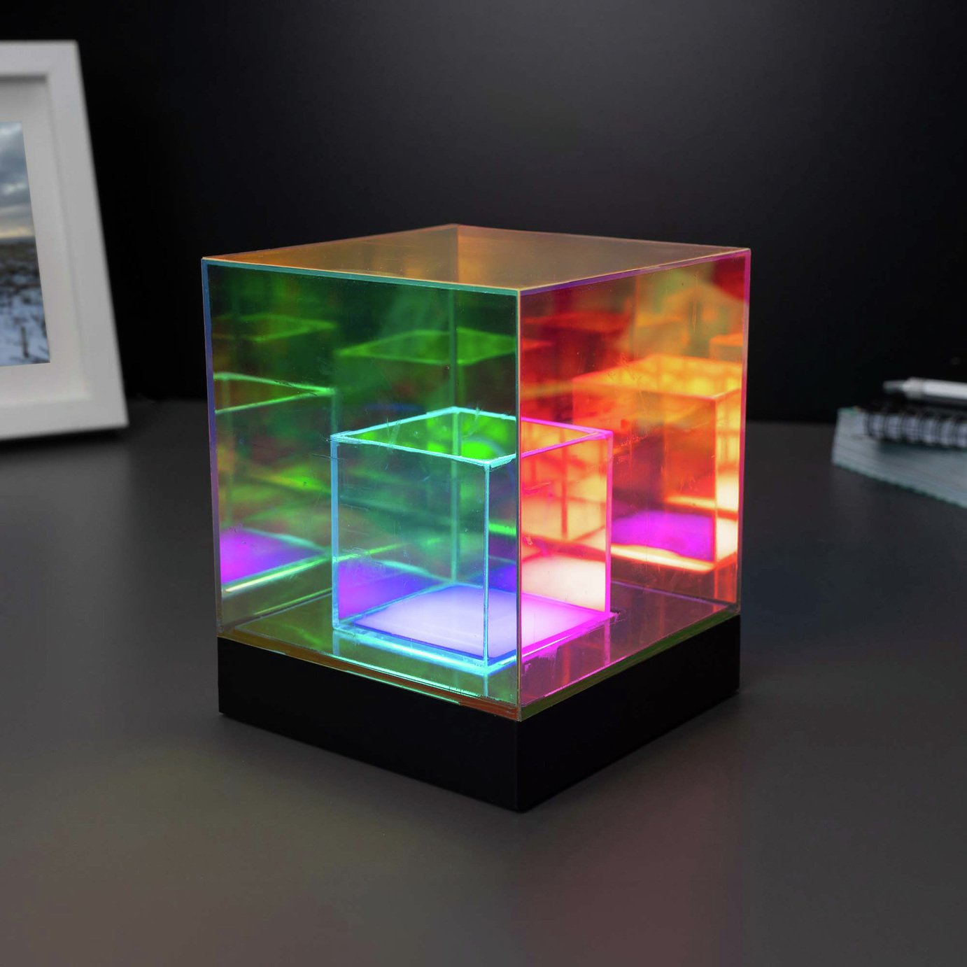 Menkind Holographic Cube Desk Lamp