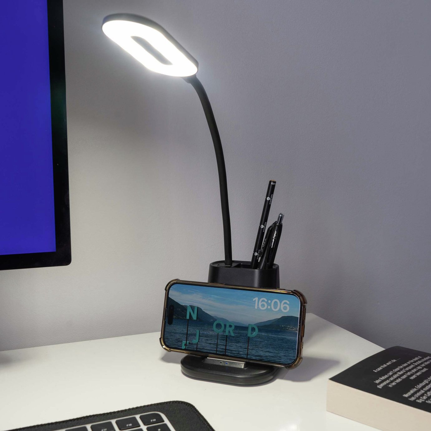 Menkind Wireless Charging Desk Lamp and Tidy