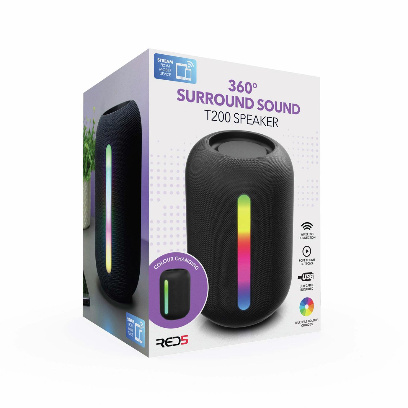 Menkind Red5 T200 Light Up 360 Surround Sound Speaker