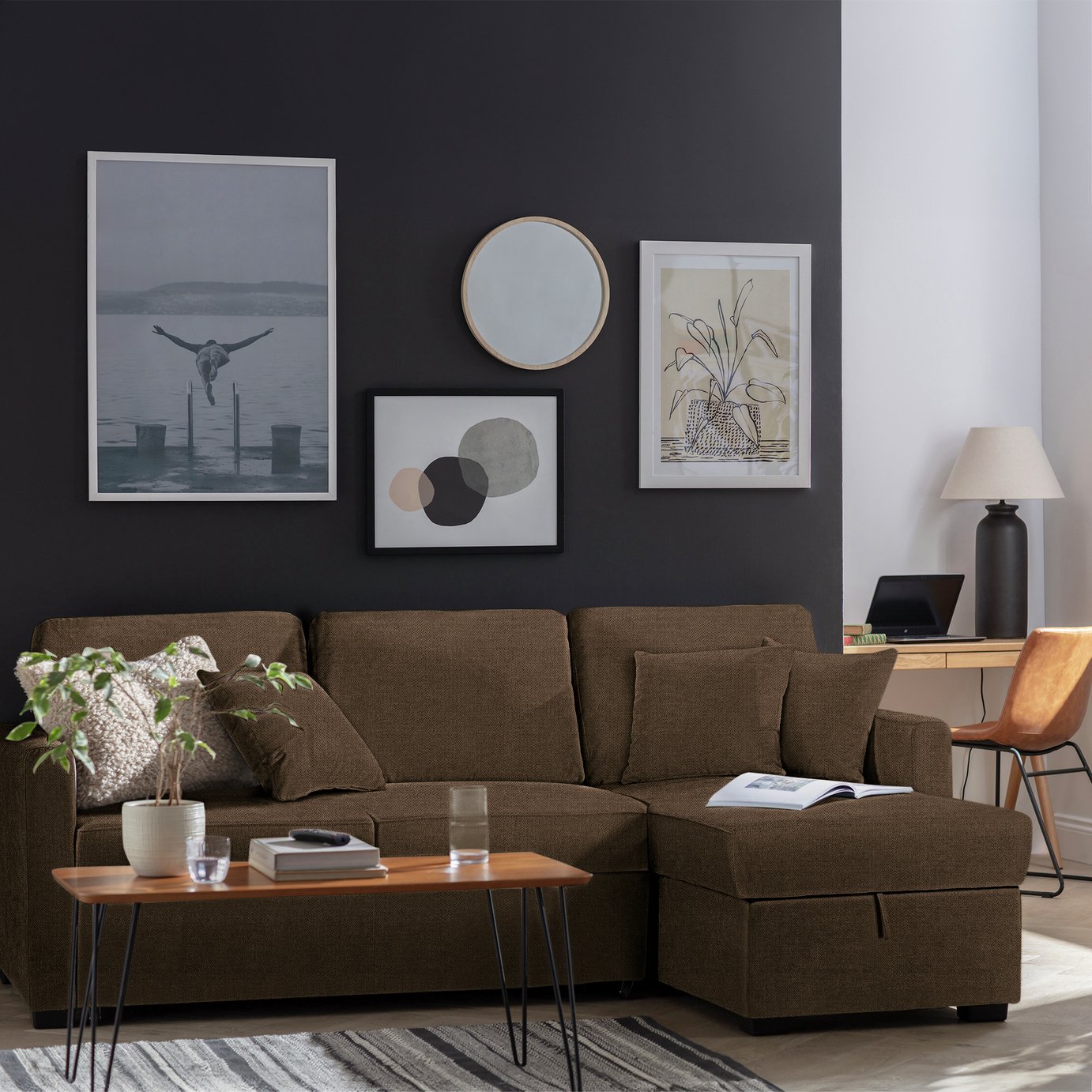 Habitat Reagan Fabric Right Hand Corner Sofa Bed 