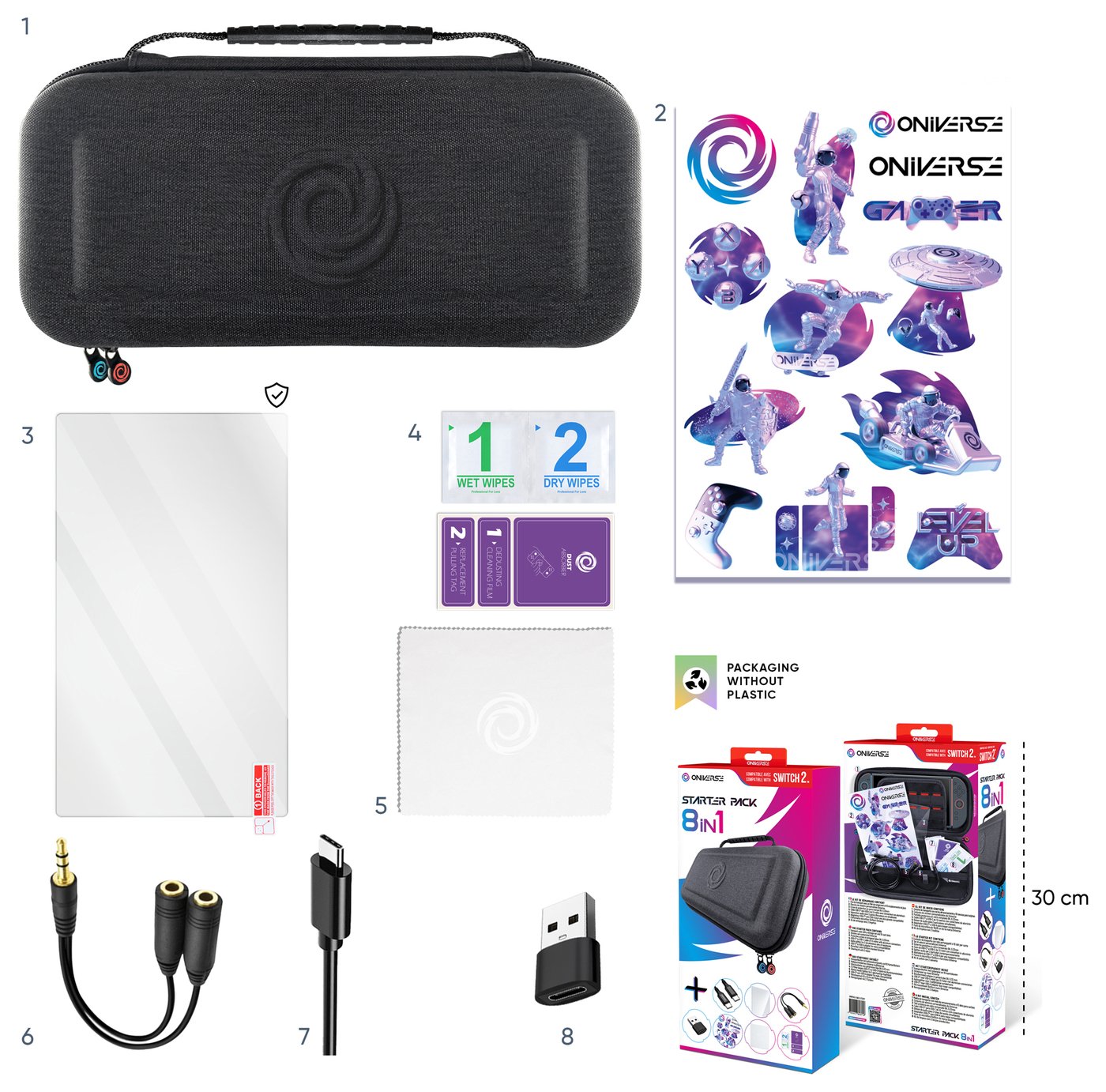 Oniverse Carrying Case 8-in-1 Starter Kit For Switch 2