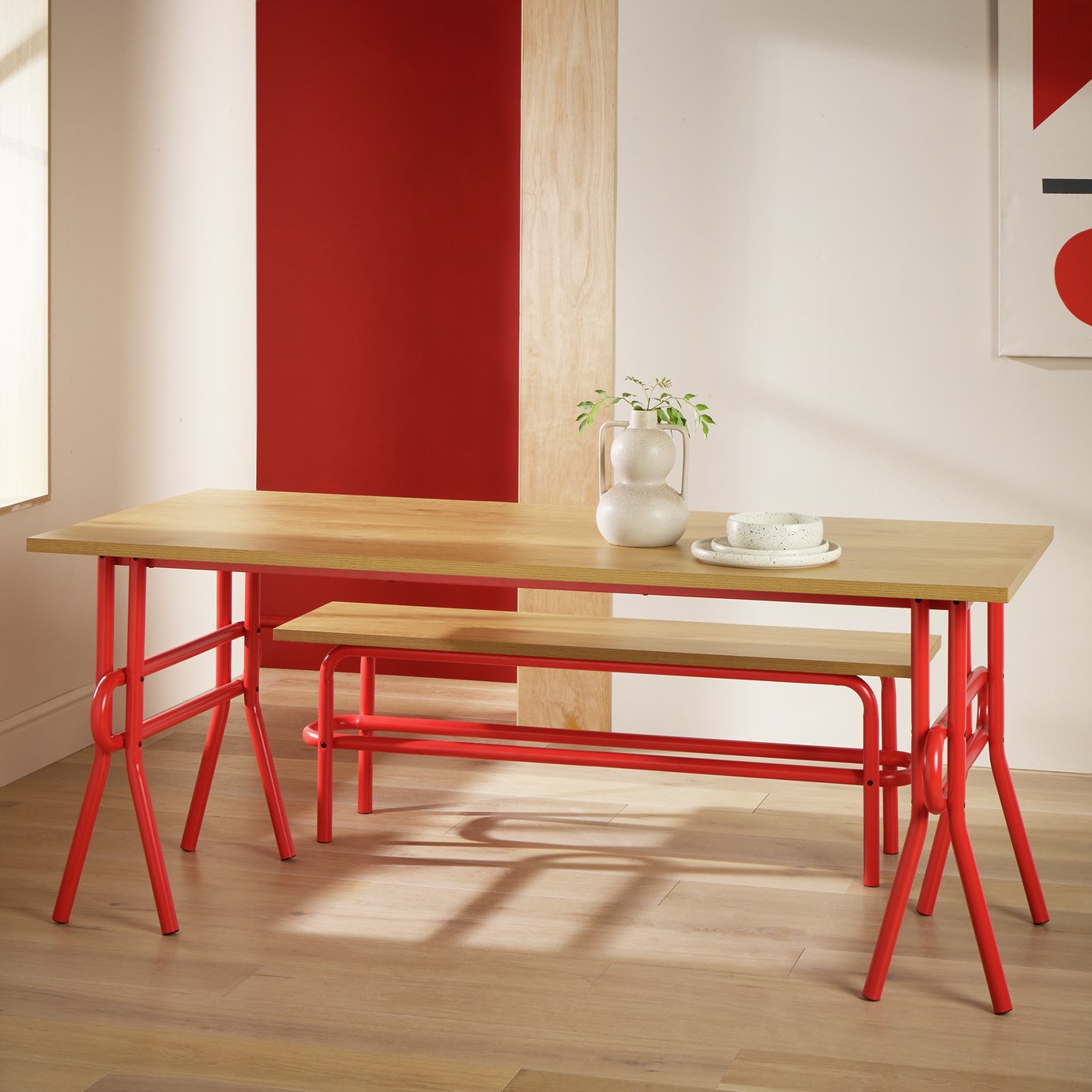 Habitat Ballon Metal 4 - 6 Seater Dining Table - Red