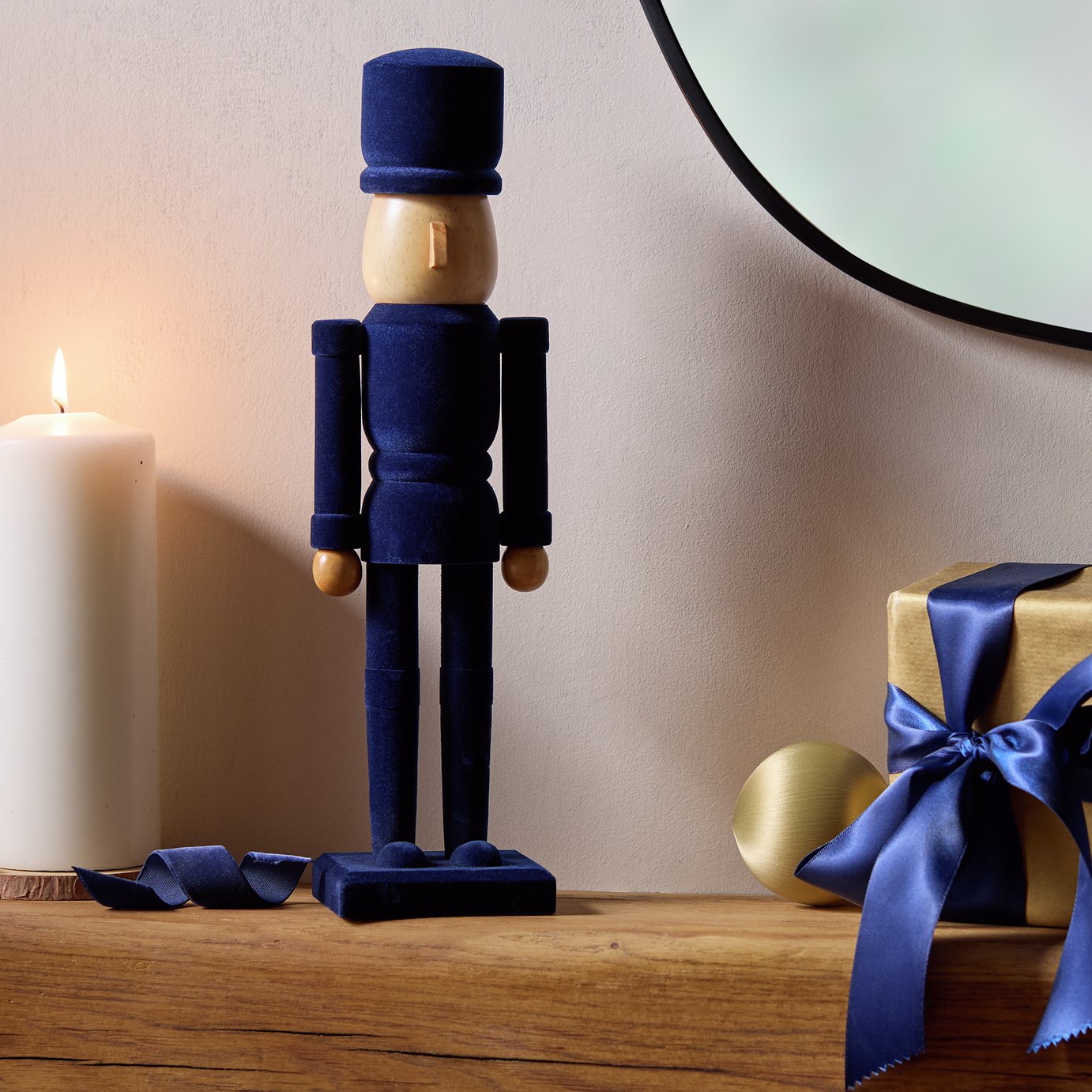 Habitat Handcrafted Wooden Nutcracker Statue - Navy