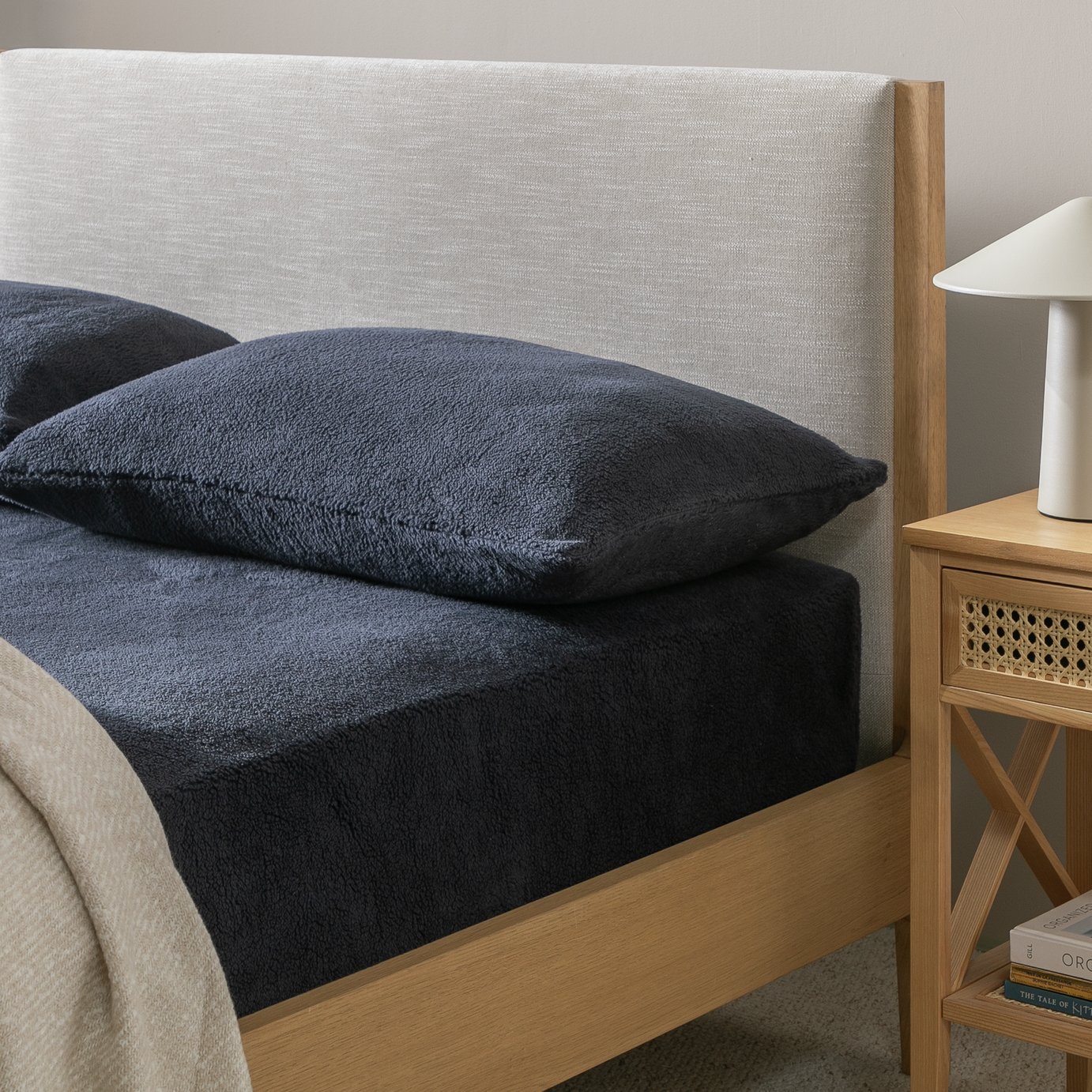 Argos Home Fleece Navy Fitted Sheet - Superking