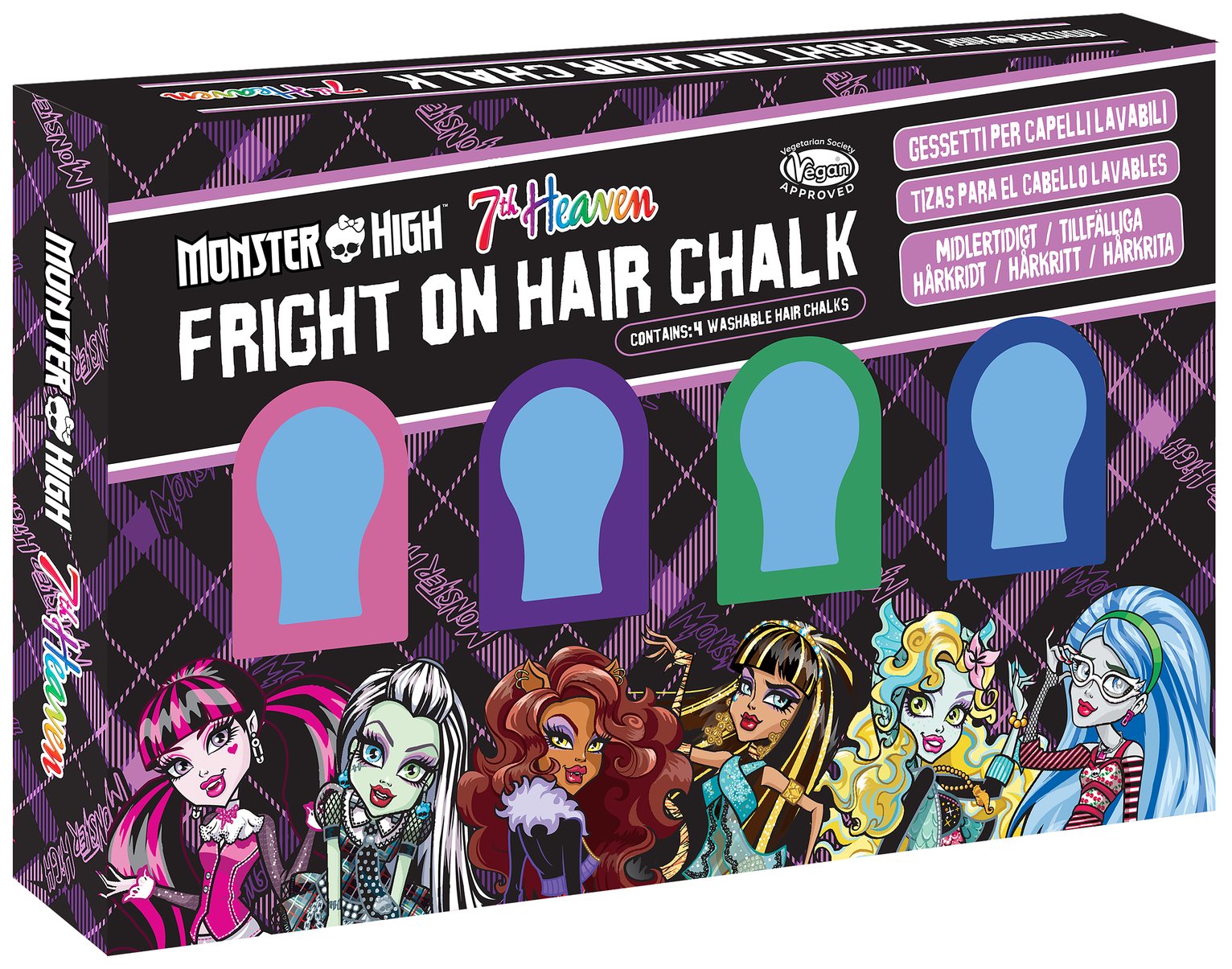 7th Heaven Monster High Fright On Hair Chalks - Pack of 4