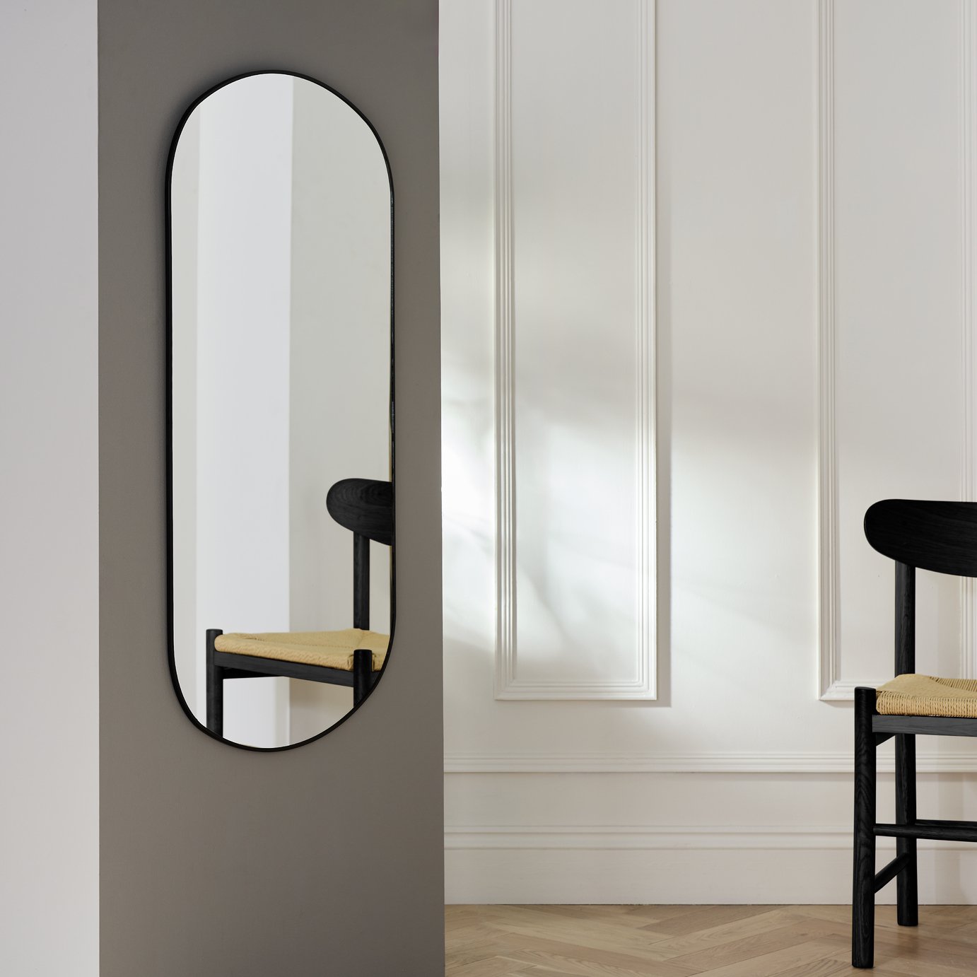 Habitat Black Pill Wall Mirror - 100x60cm