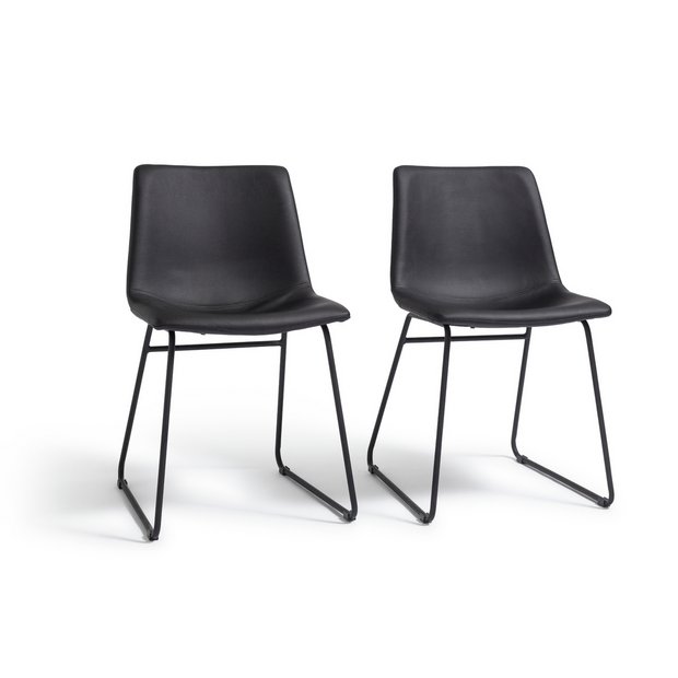 Buy Habitat Joey Pair of Faux Leather Dining Chairs - Black | Dining chairs | Argos