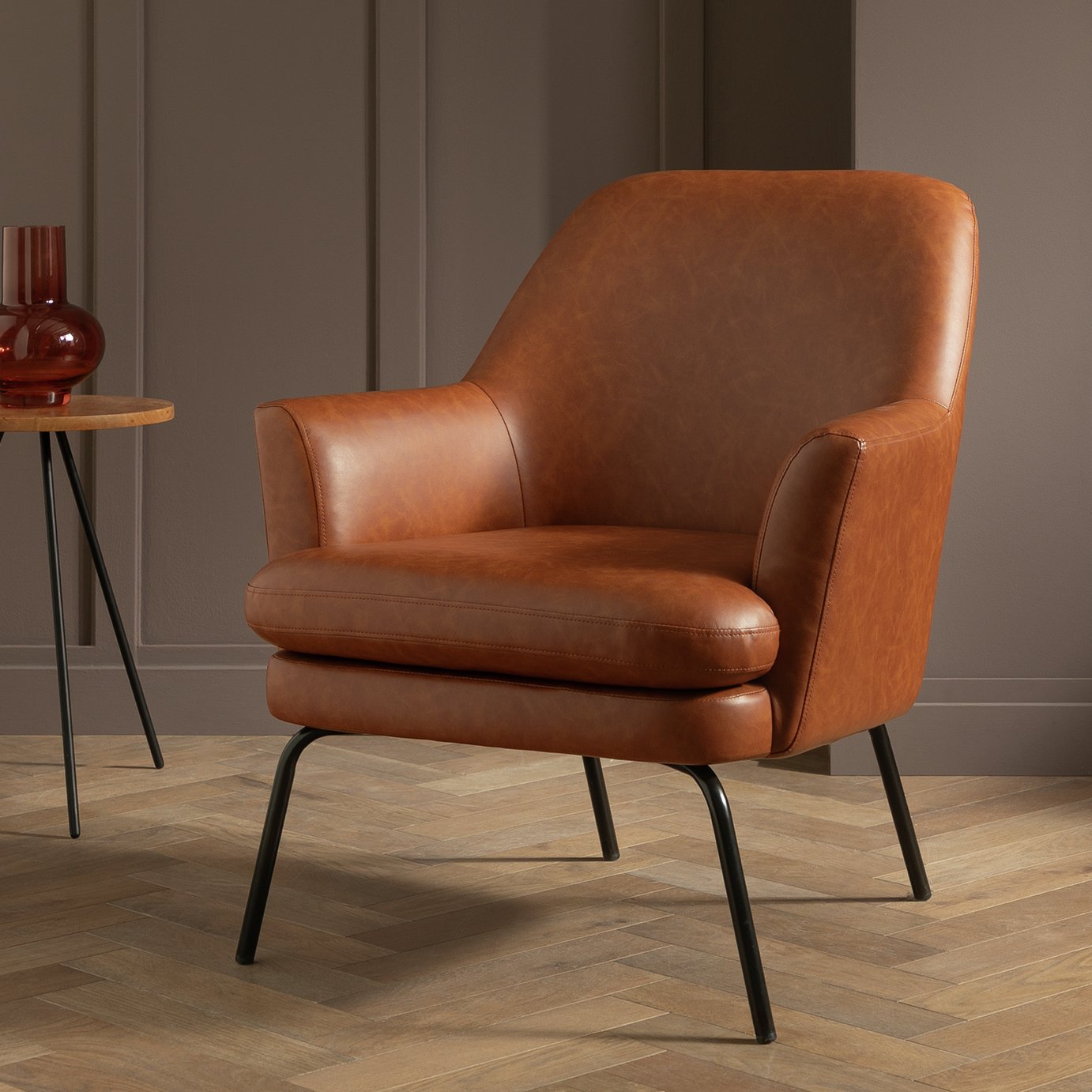 Habitat Celine Faux Leather Accent Chair - Tan