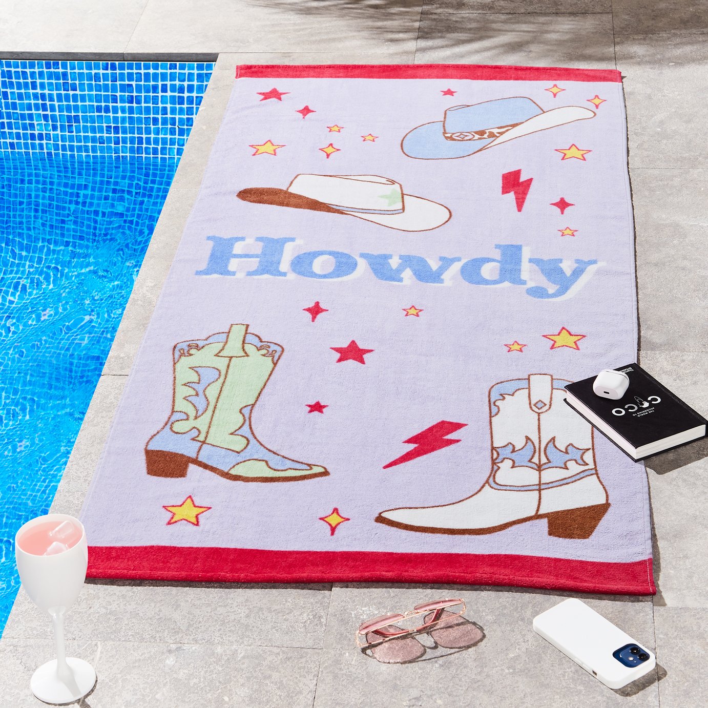 Sassy B Howdy Print Beach Towel - Lavender