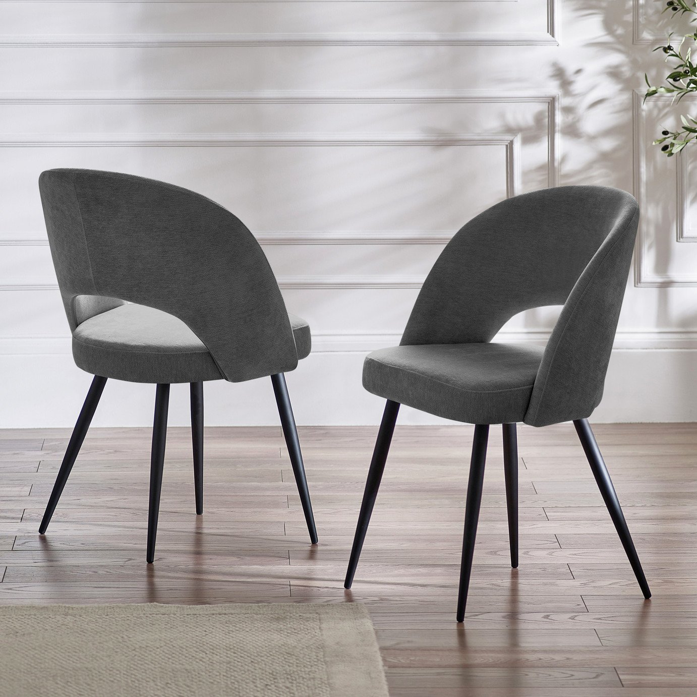 Julian Bowen Ella Pair of Fabric Dining Chair - Grey