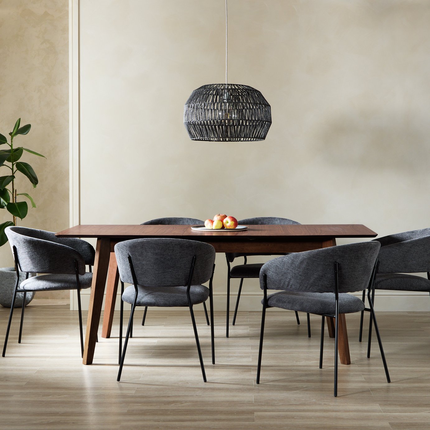 Habitat Callan Extending Dining Table & 6 Charcoal Chairs