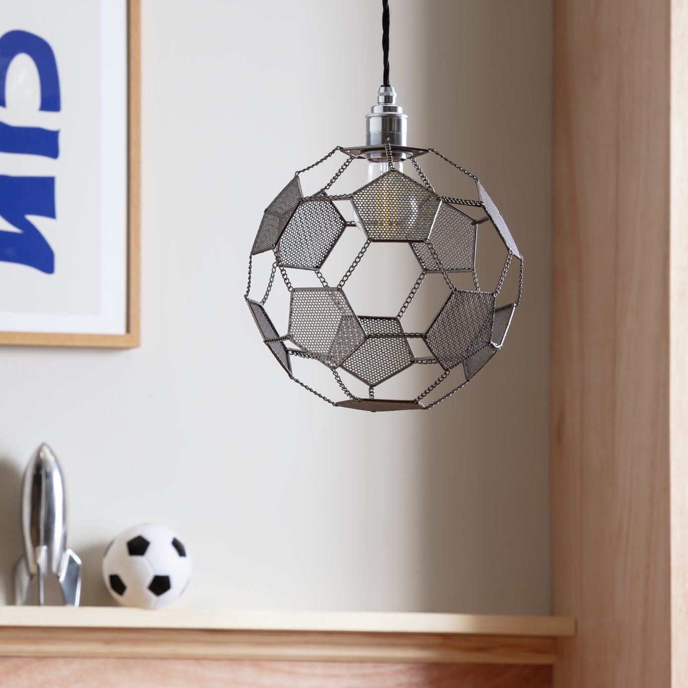 Argos Home Football Metal Easy Fit Lampshade - 25cm