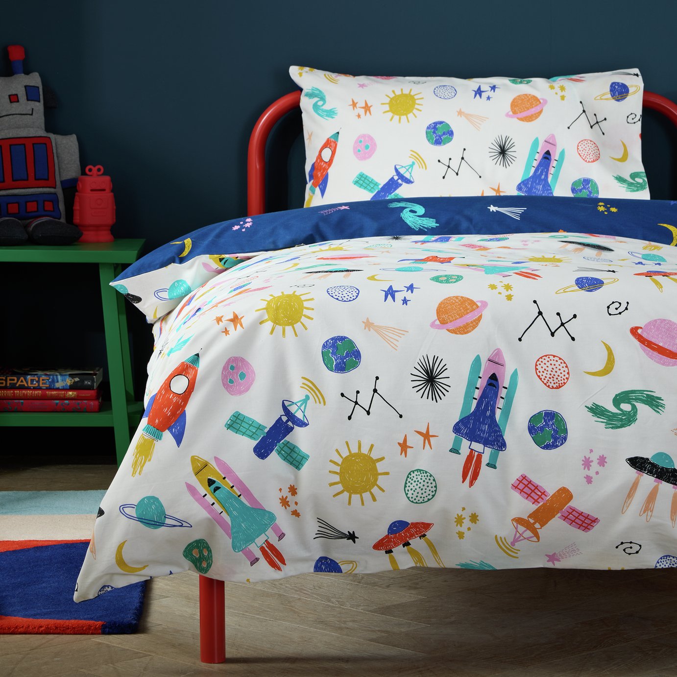Argos Home Space Glow in the Dark Kids Bedding Set