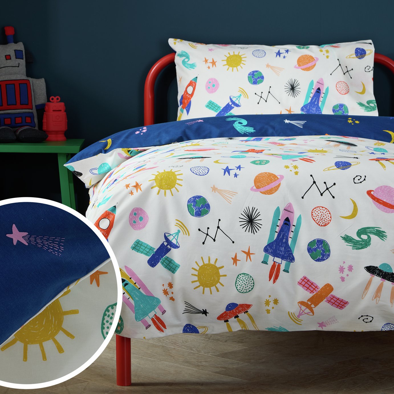 Argos Home Space Glow in the Dark Kids Bedding Set