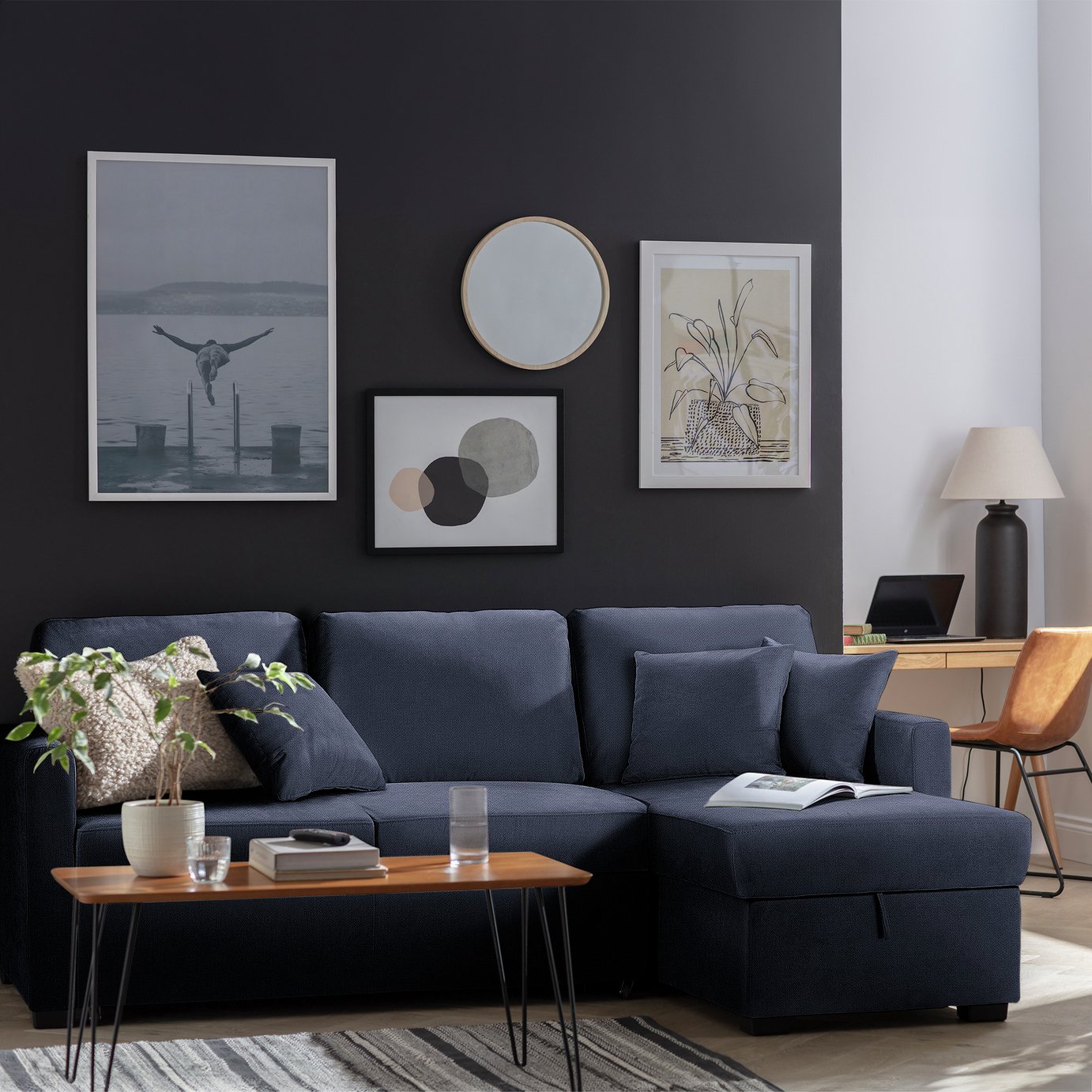 Habitat Reagan Fabric Right Hand Corner Sofa Bed 