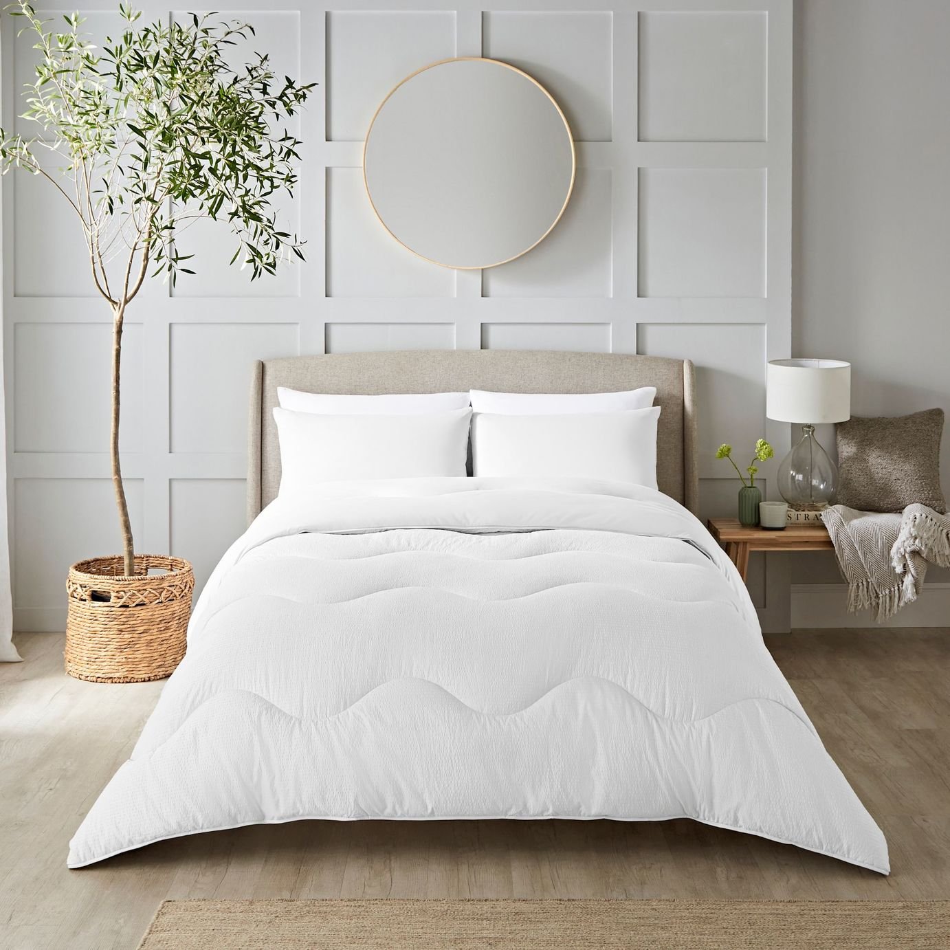 Night Lark Seersucker Coverless 10.5 Tog Duvet Set - Double