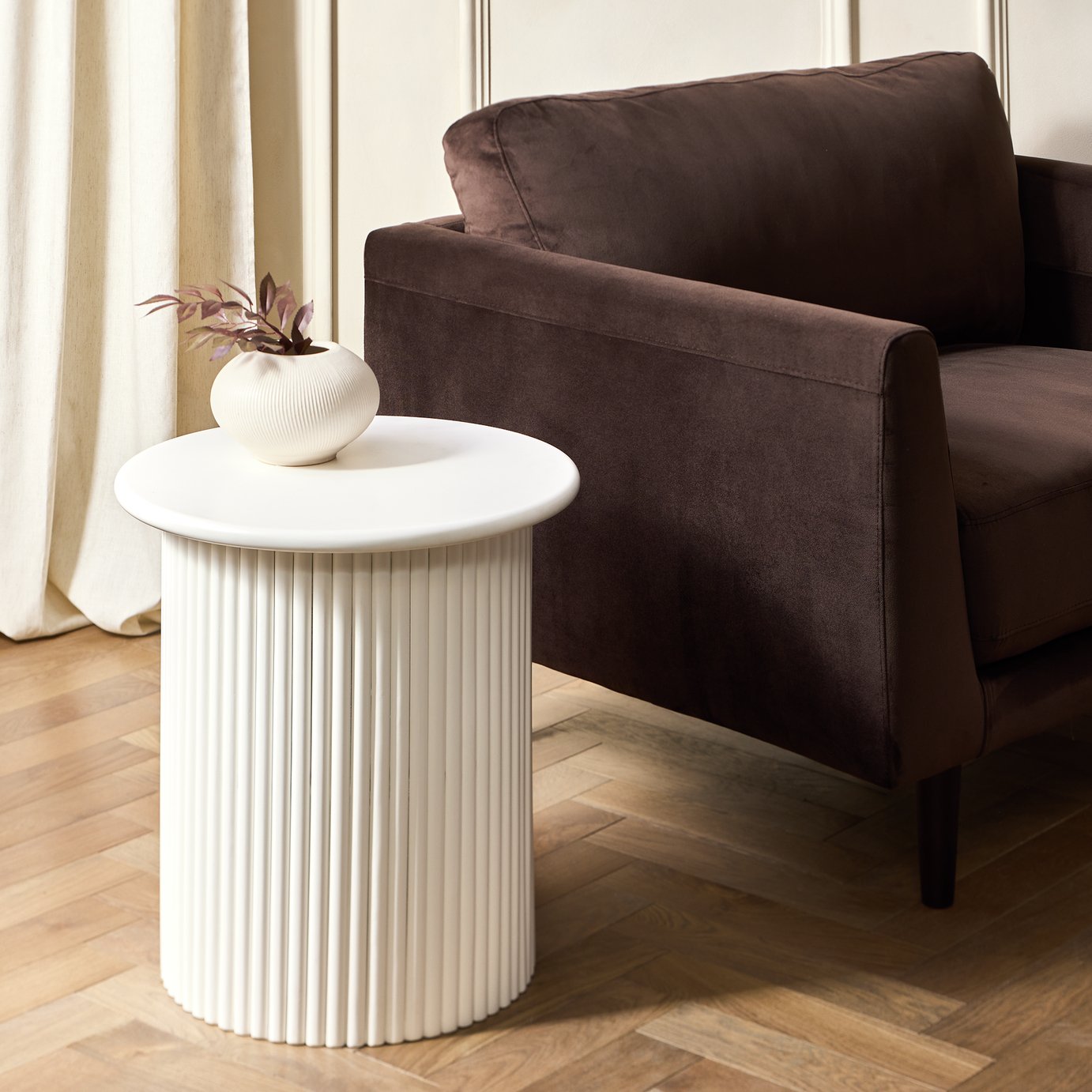 Habitat Luan Slatted Side Table - White