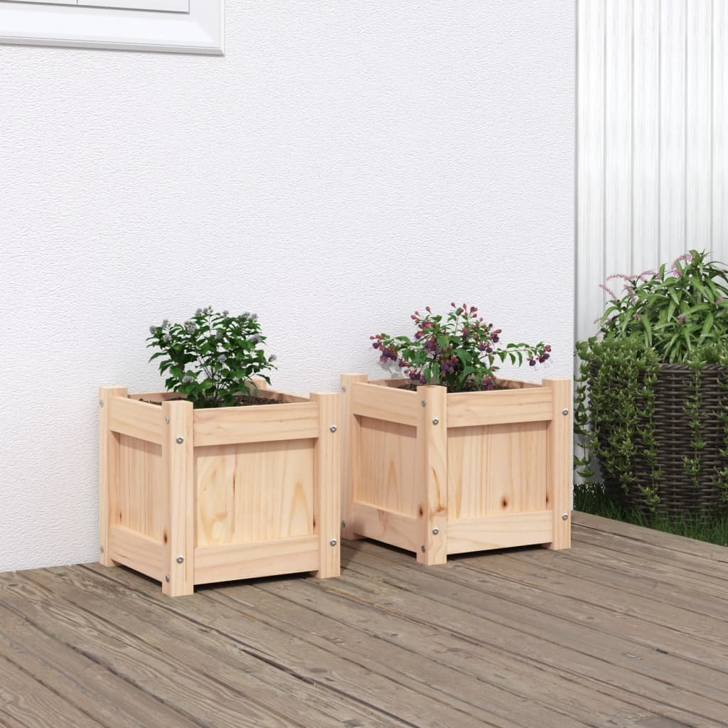 Walplus Pack of 2 Wood Garden Planter - 31 x 31 x 31 cm