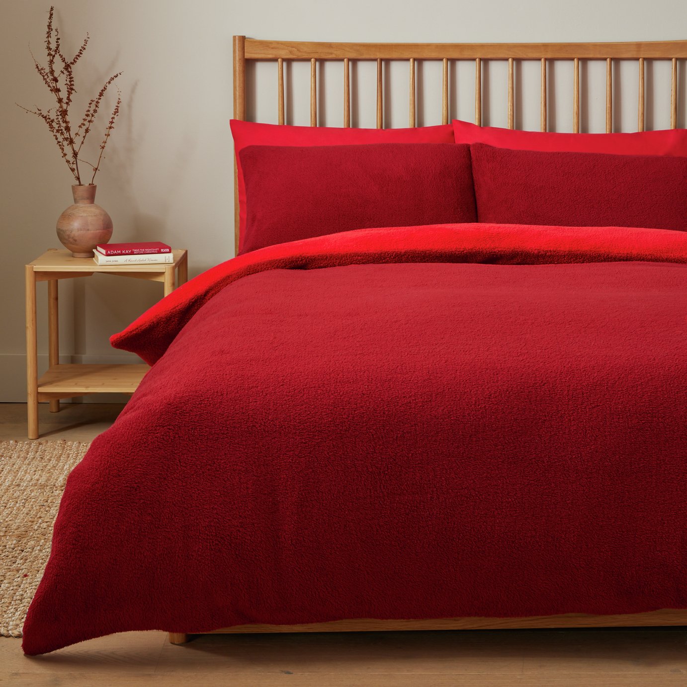 Argos Home Double Sided Fleece Red Bedding Set - King size