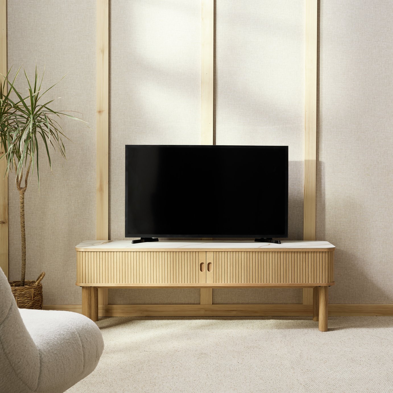 Habitat Lex 2 Door Oak TV Unit - Natural