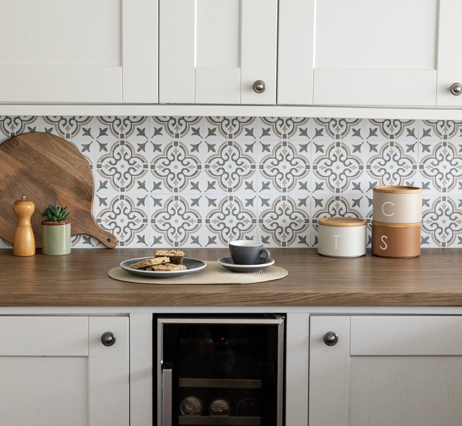 D-C-Fix Jamila Natural Peel & Stick Tiles 15cm X 15cm 3Pk