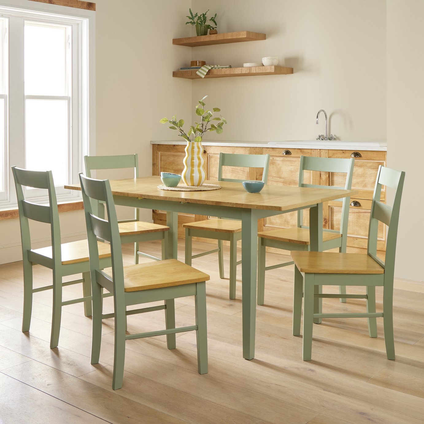 Argos Home Chicago Extending 6 seater Dining Table - Green
