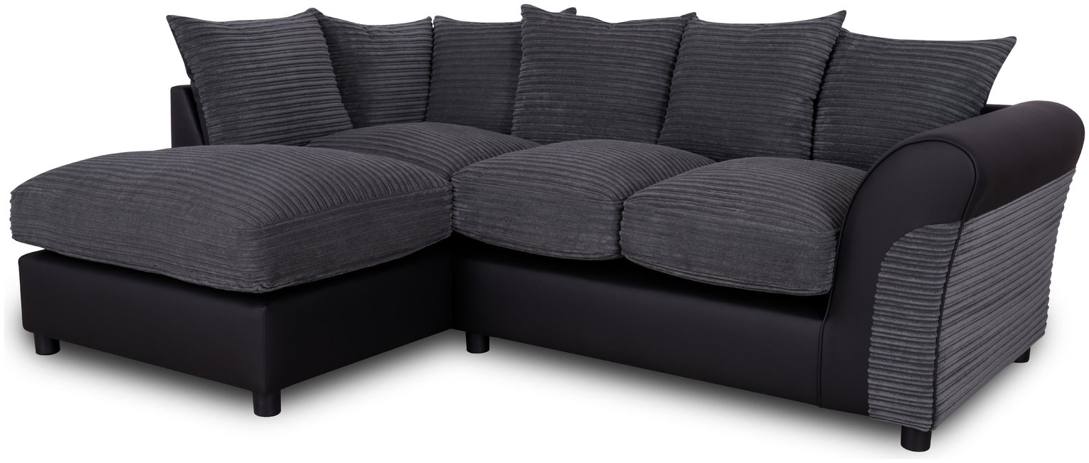 Argos Home Harry Left Hand Corner Chaise Sofa - Charcoal