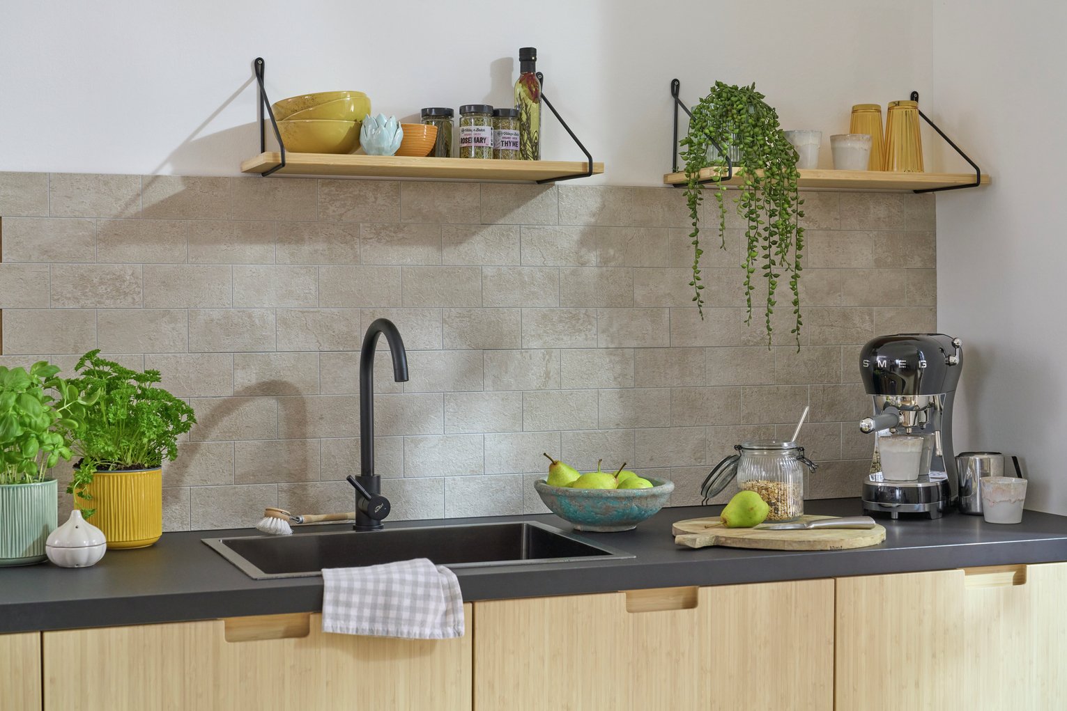 D-C-Fix Prem Sandstone Peel & Stick Tiles 30.5 X 30.5cm 5Pk