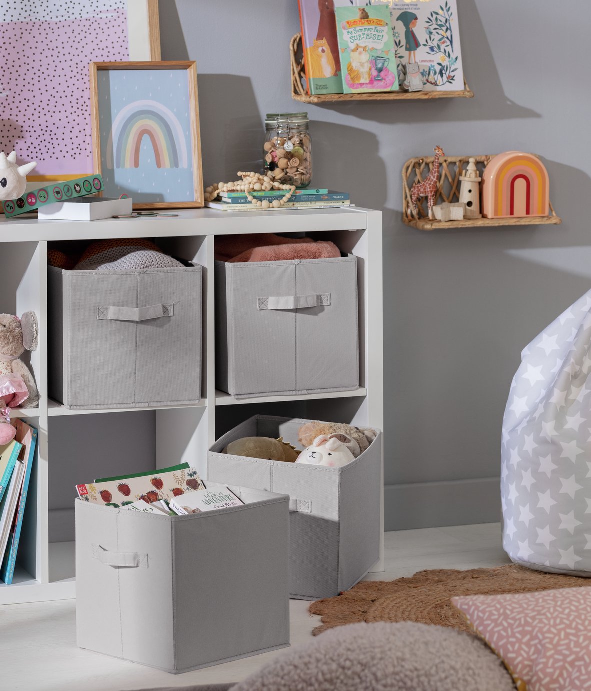  Home Set of 4 Kids Boxes - Grey