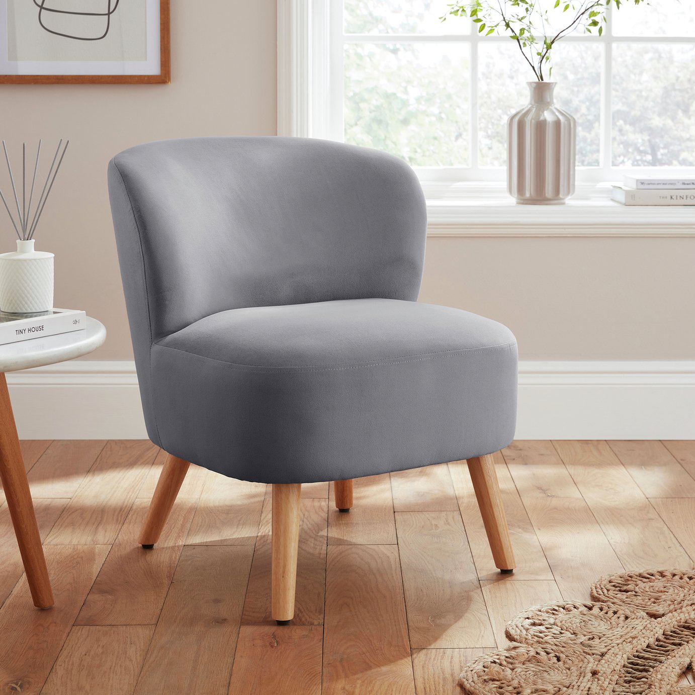 GFW Evie Velvet Accent Chair- Silver