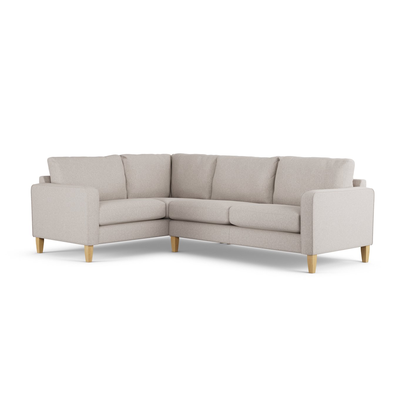 Habitat Flint Fabric Left Hand Corner Sofa - Stone - Ash Leg