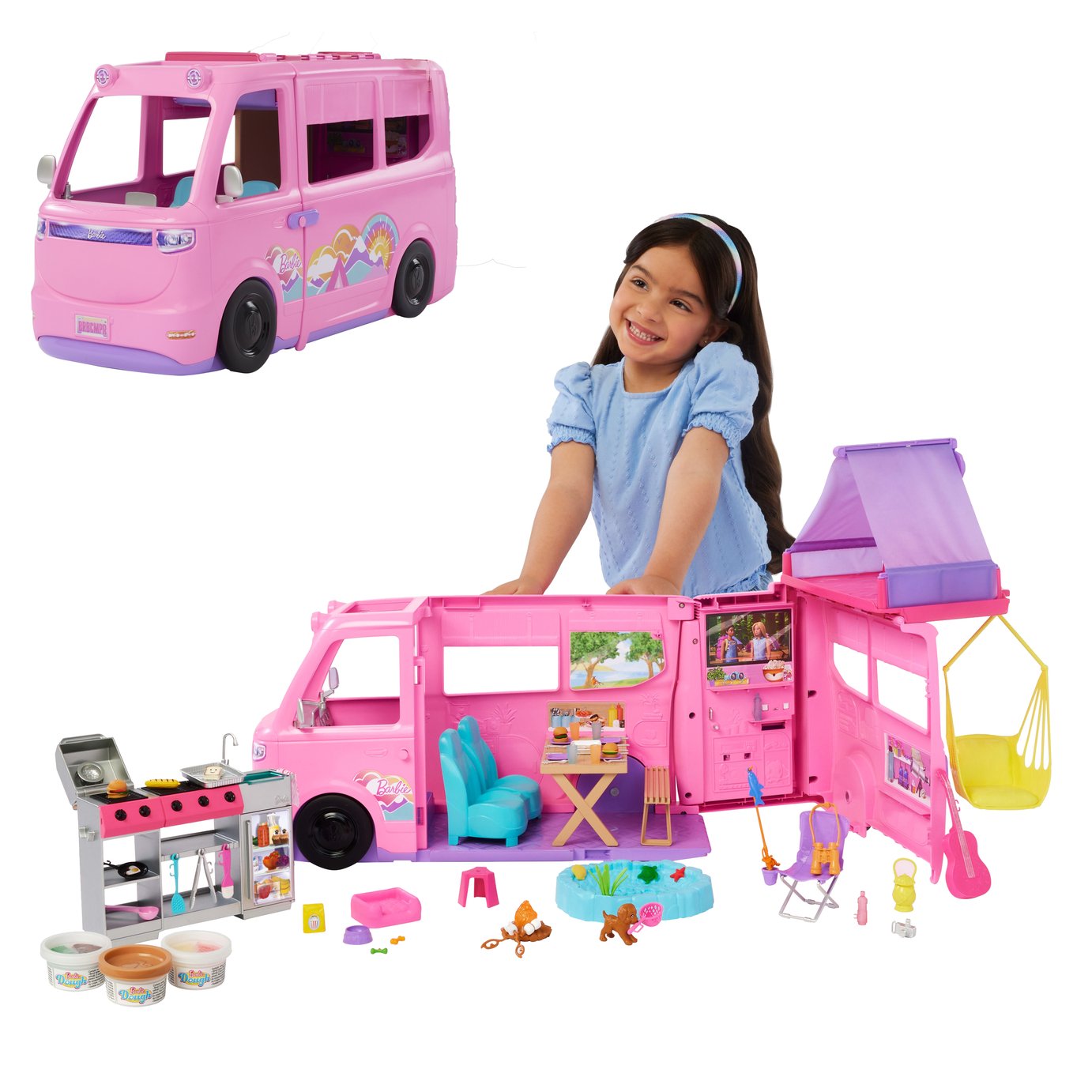 Barbie Dream Camper Playset with Roof Tent & Swing