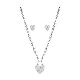 Lipsy Silver Plated Crystal Heart Necklace and Earrings Set