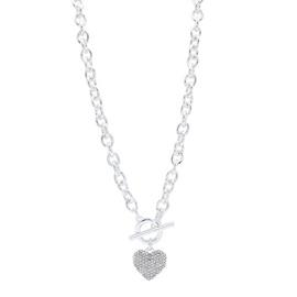 Lipsy Silver Plated Crystal Heart Charm Pendant Necklace