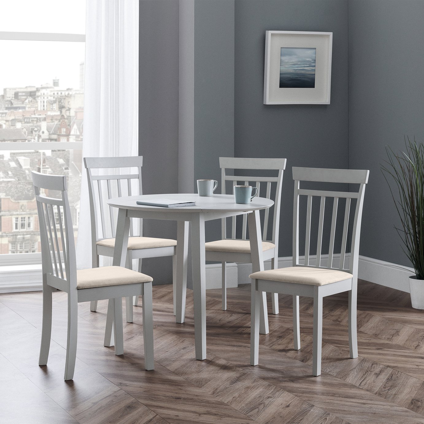 Julian Bowen Coast Grey Dining Table & 4 Grey Chairs