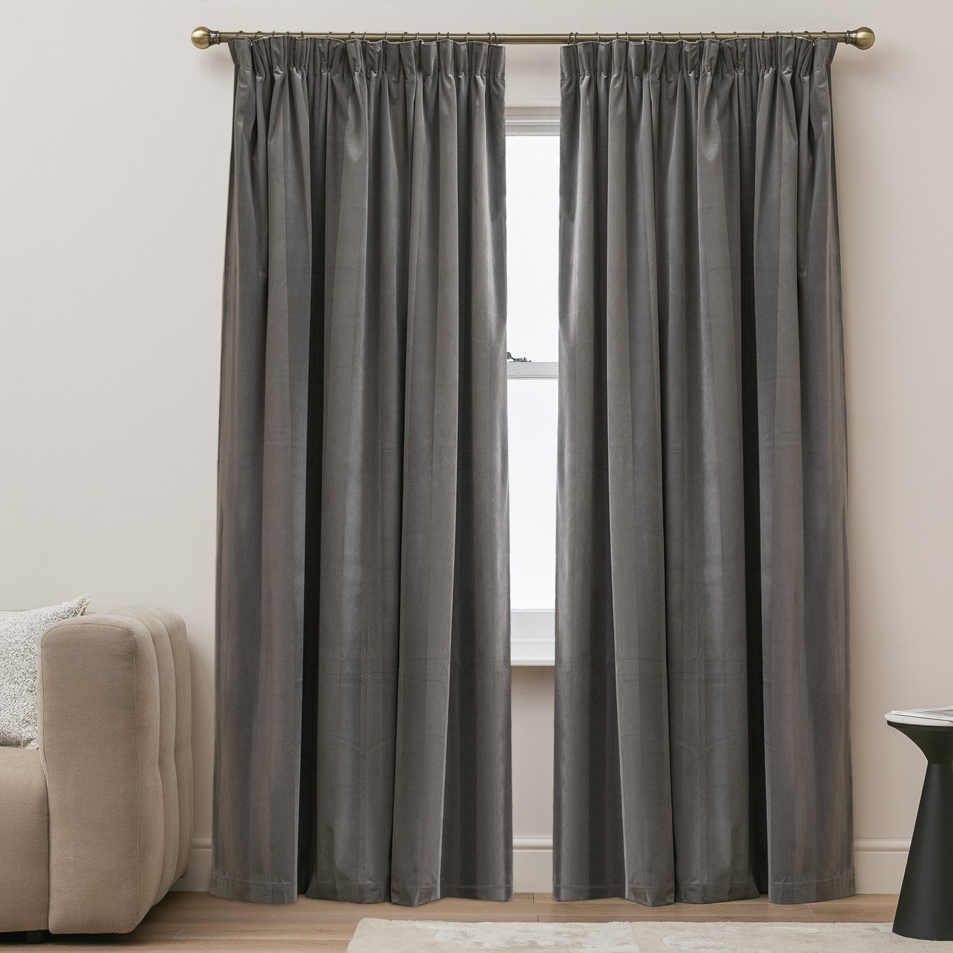 Argos Home Blackout Pencil Pleat Curtains - Grey - 168x229cm