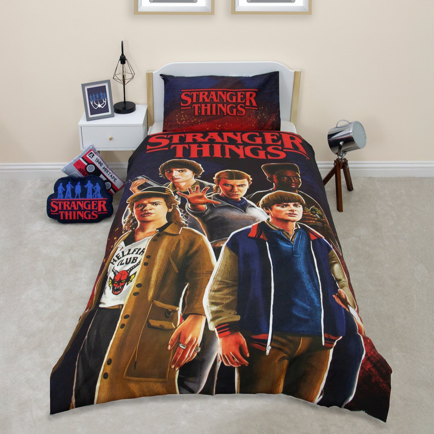 Stranger Things Black & White Kids Bedding Set - Single