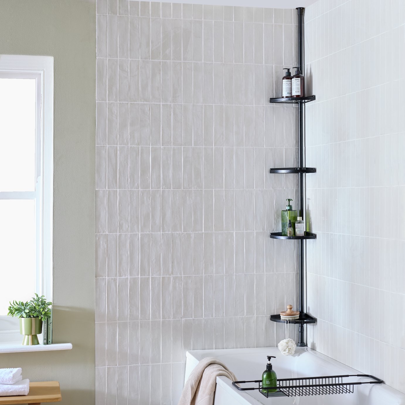 Argos Home Shower Organiser Pole - Black